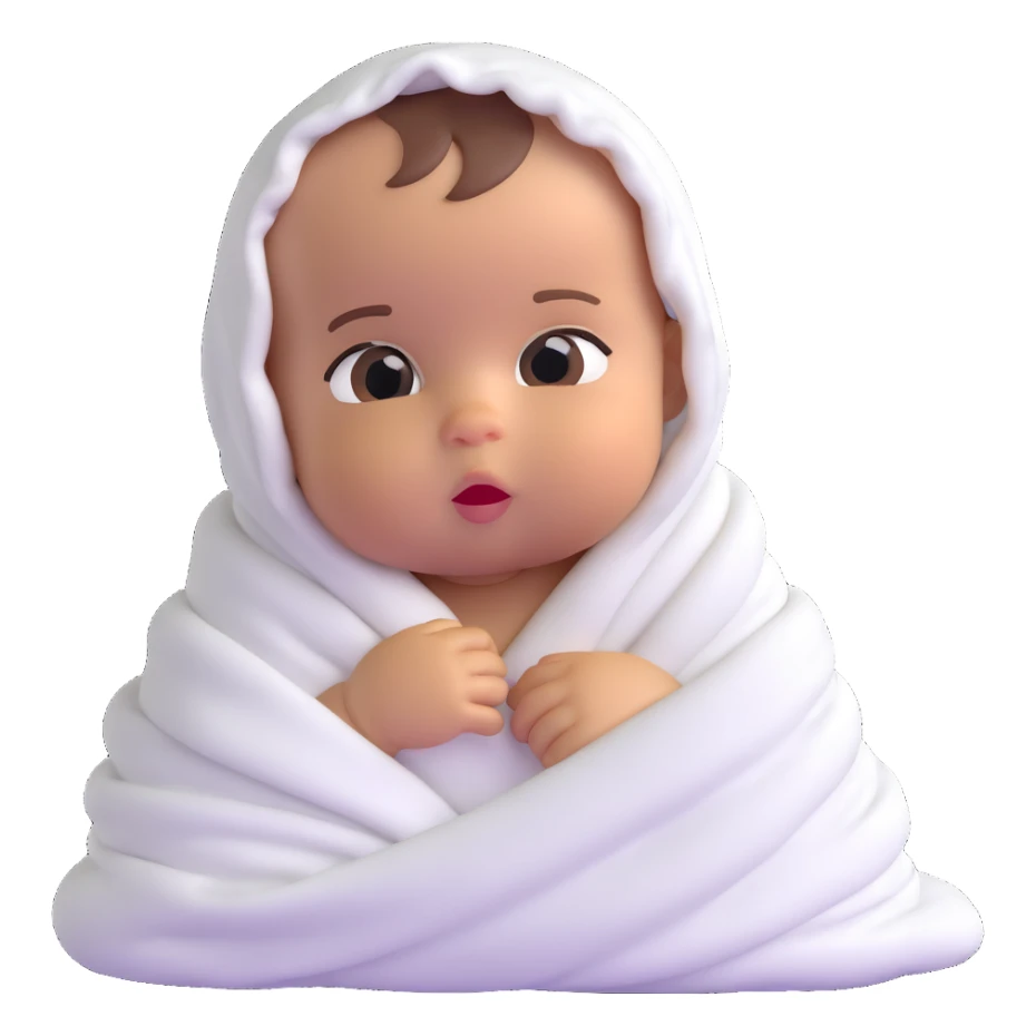 lightly tanned baby swaddled in a white blanket sticker