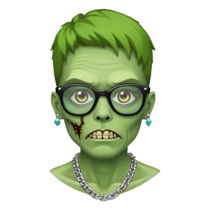 Zombie verde con lentes negros y cadena de diamantes  sticker