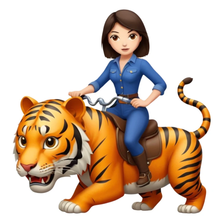 Super sexy brunette riding large mean ferocious tiger sticker