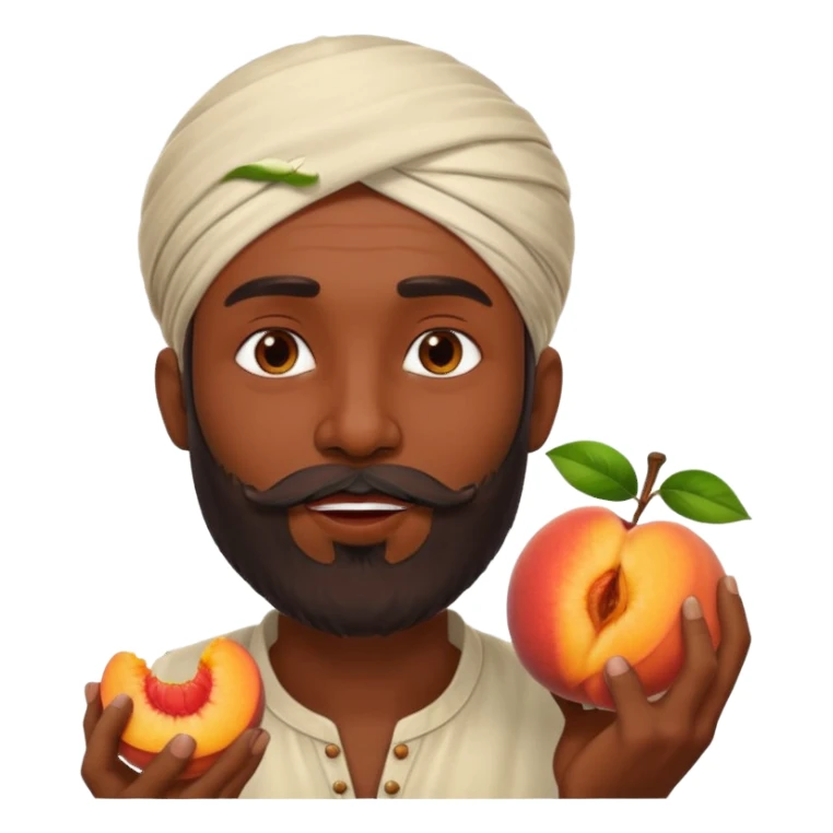 Indian man with a beard eating a juicy peach sticker