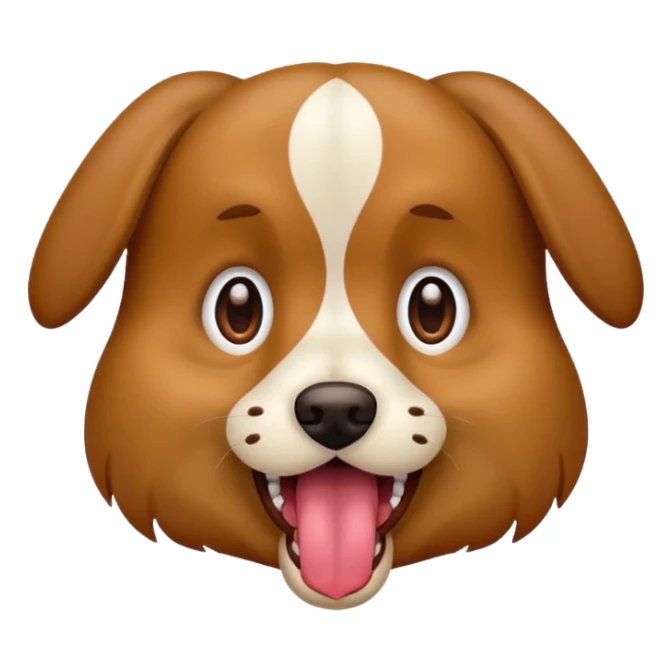 the dog sits at full height with a frightened face sticker