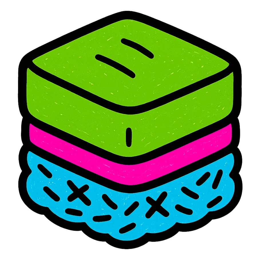 kuih seri muka, green pandan custard on glutinous rice, two layers, Malay kueh emoji, no text sticker