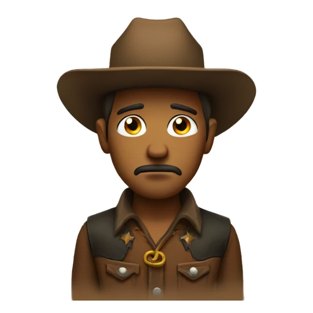 Sad cowboy emoji with round face  sticker