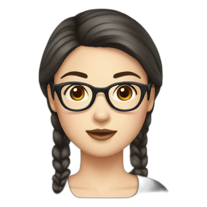 Girl dark hair chignon glasses akita sticker