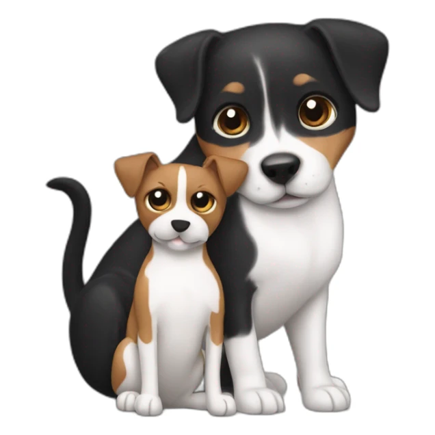 Black mackerel cat hugging brown Jack Russell dog hugging sticker