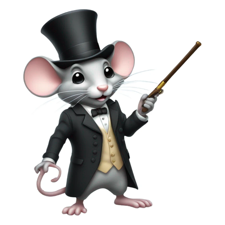 Mouse wearing a top hat holding a cane shooting a gun sticker
