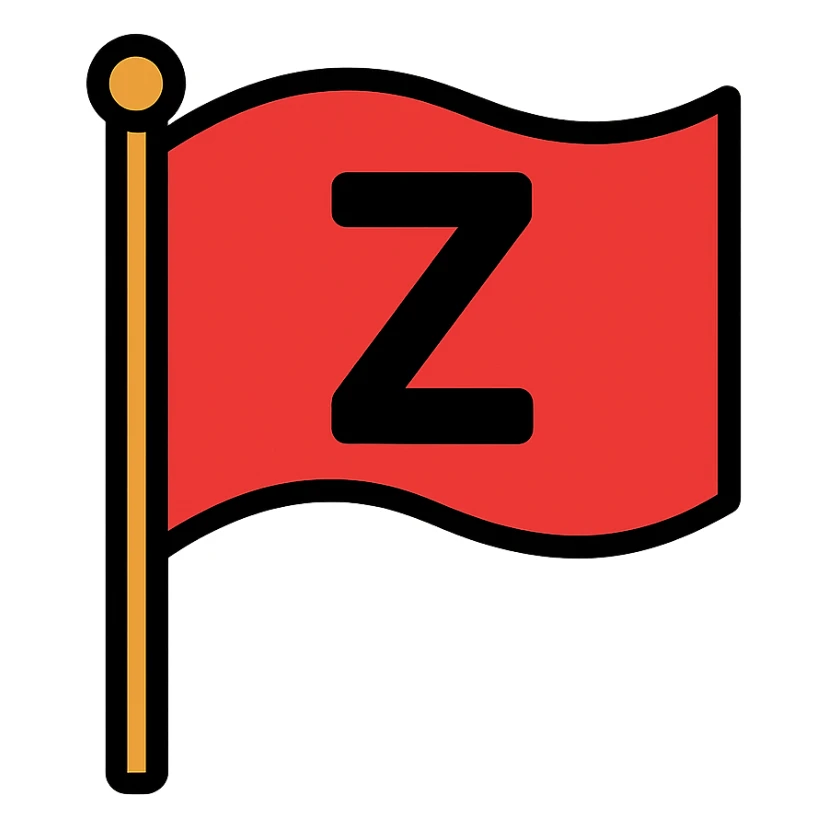 the letter Z on a waving red flag, simple and modern style sticker