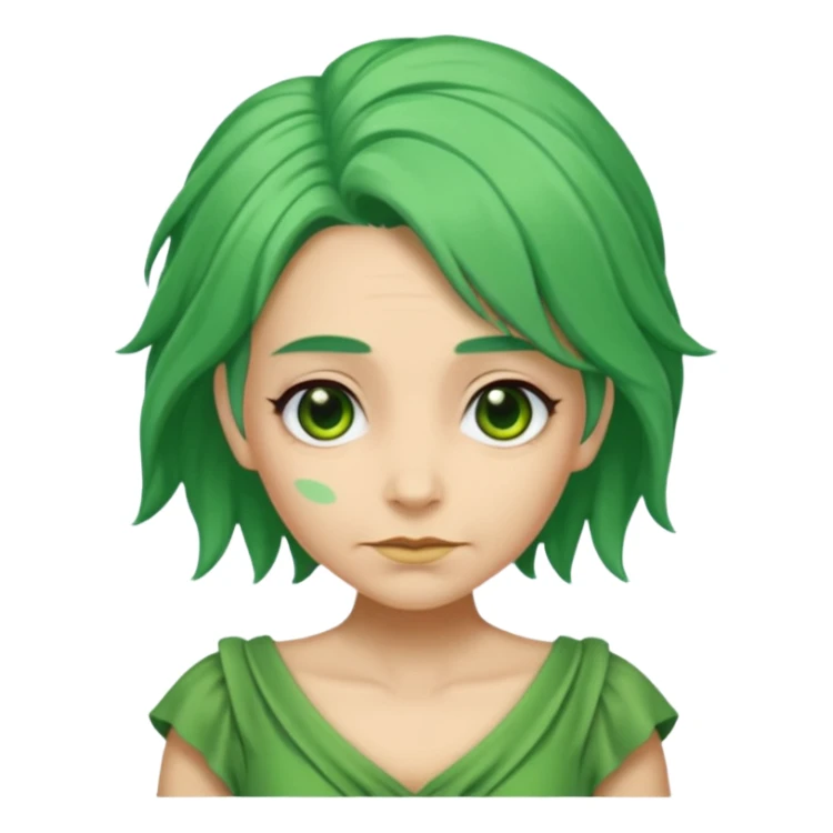green dress old character, green hair. sticker