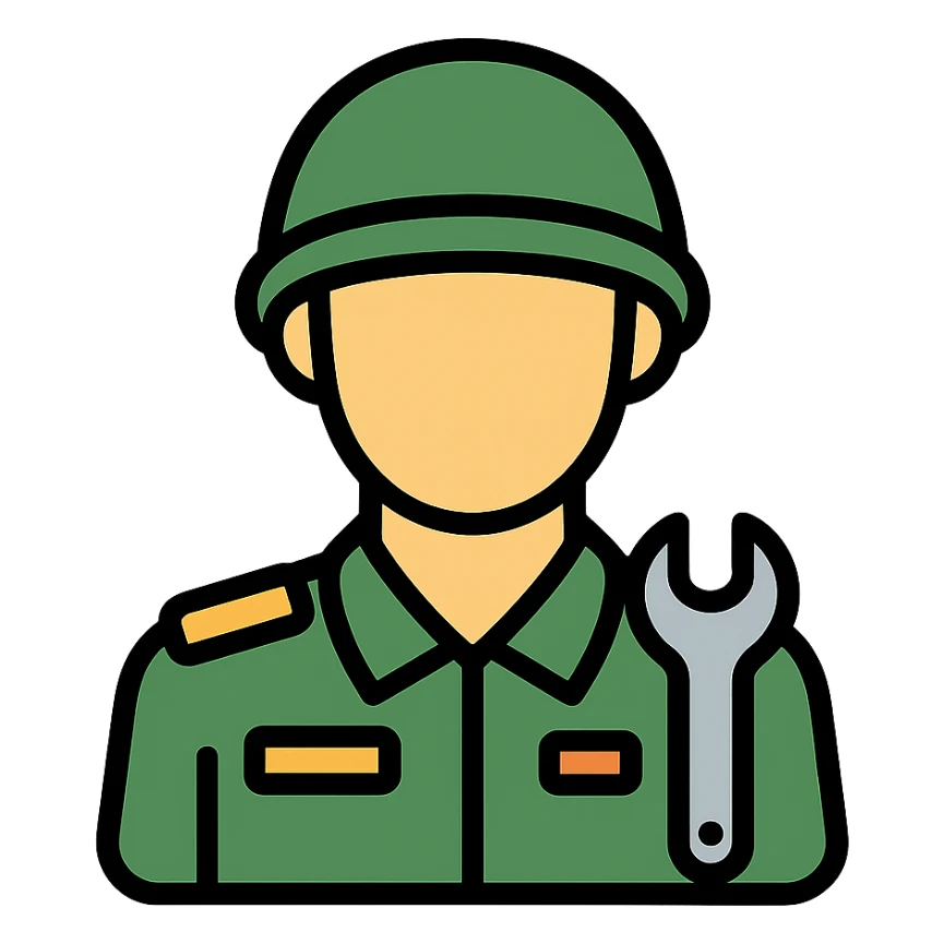 A technician in military uniform sticker
