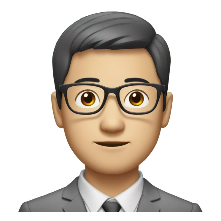 short hair chinese guy wearing specs and tie sticker