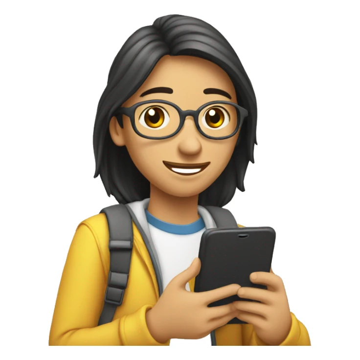 estudiante descarga una aplicación en el celular sticker