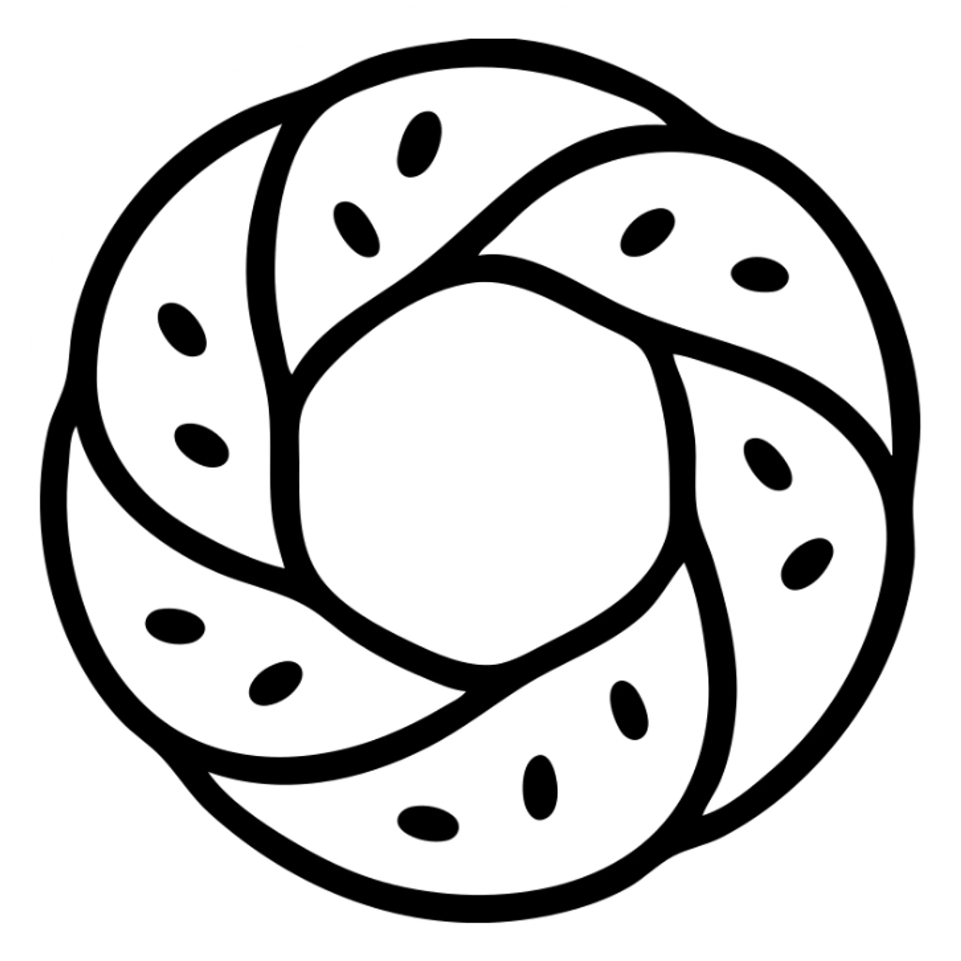 minimal outlined icon of simit bread with black lines, no fill sticker