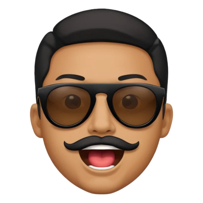 a bold man with black sunglasses and his mouth opened sticker