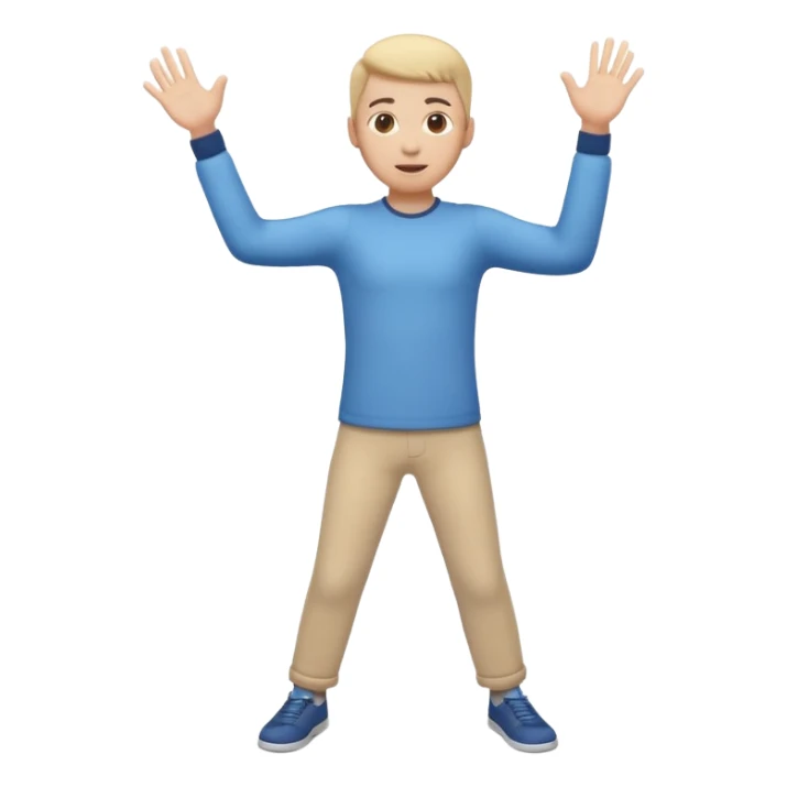 3D emoji style person throwing, arm extended, centered, Full body, soft shadow, white background. sticker