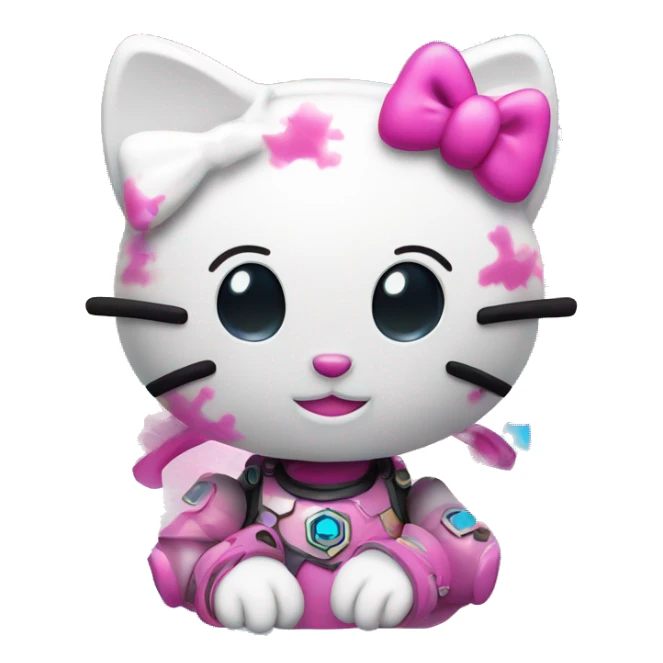 Hello kitti with futuristic colorful abstract surrounding background background  sticker