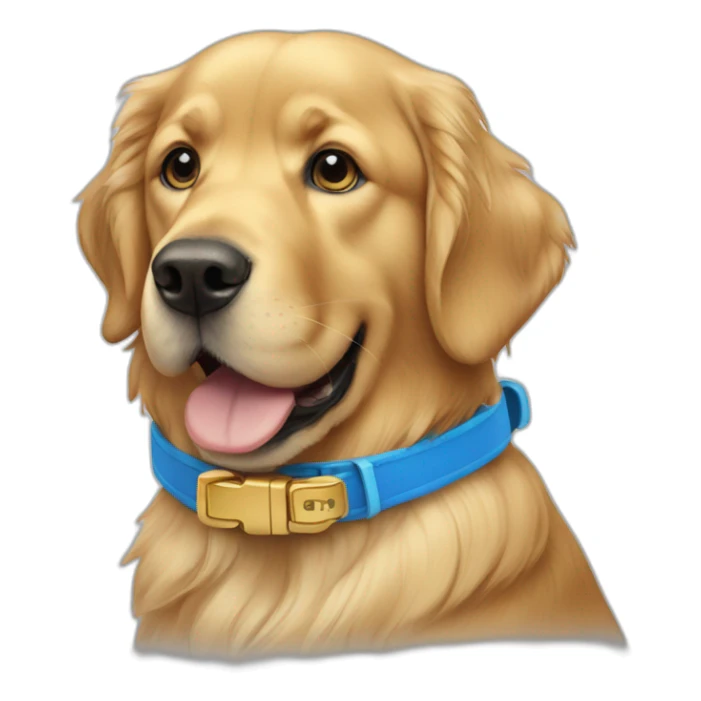 golden retriever with blue collar sticker
