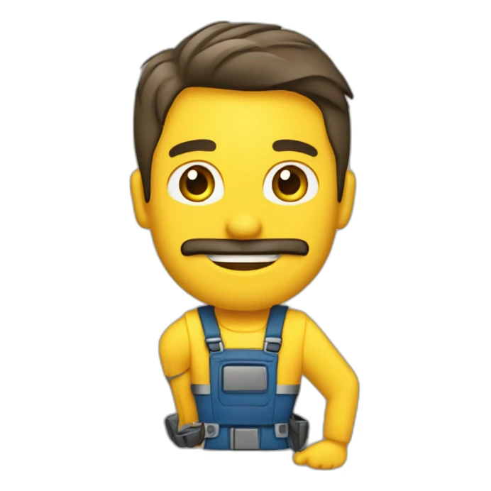 Hombre de 30 años mecanico con excavadora color amarilla sticker