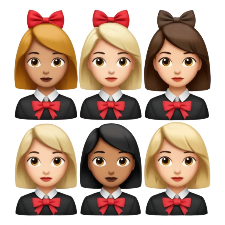 women with neckBow, different hair style . sticker