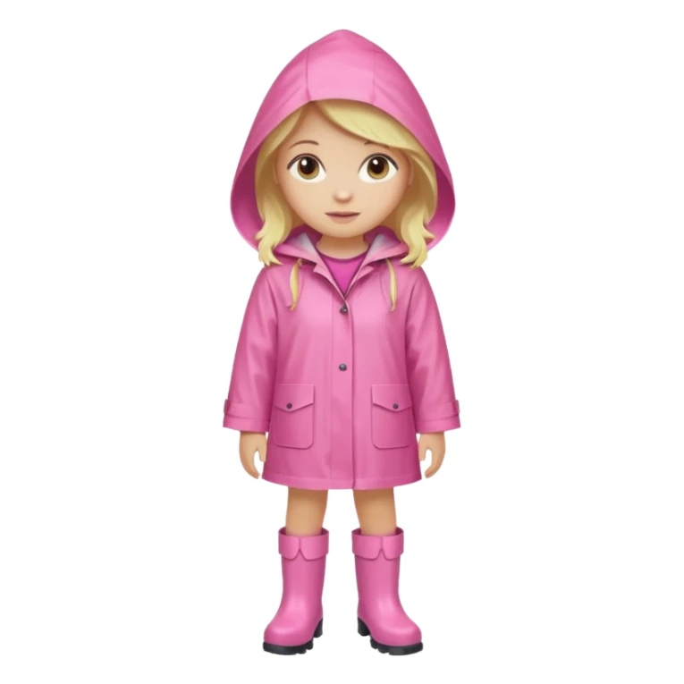 Blond girl with pink raincoat and hood and boots sticker