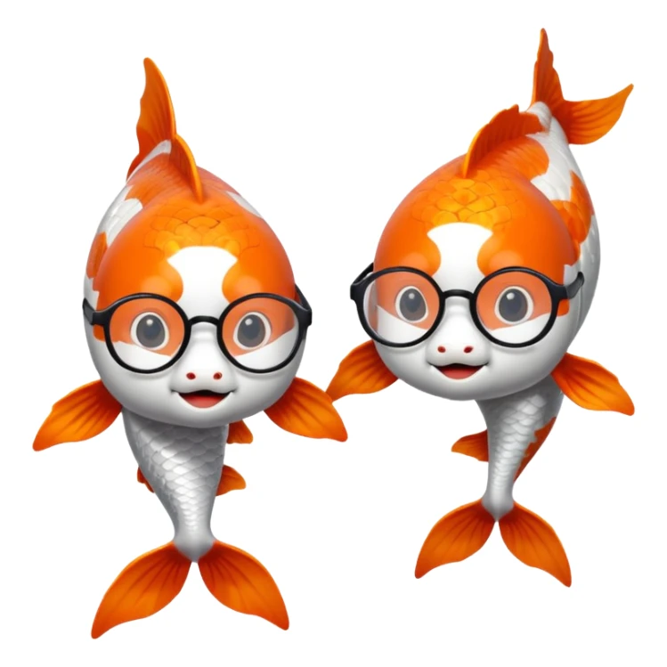 Two "koi" fishes male and female, wearing glasses. sticker