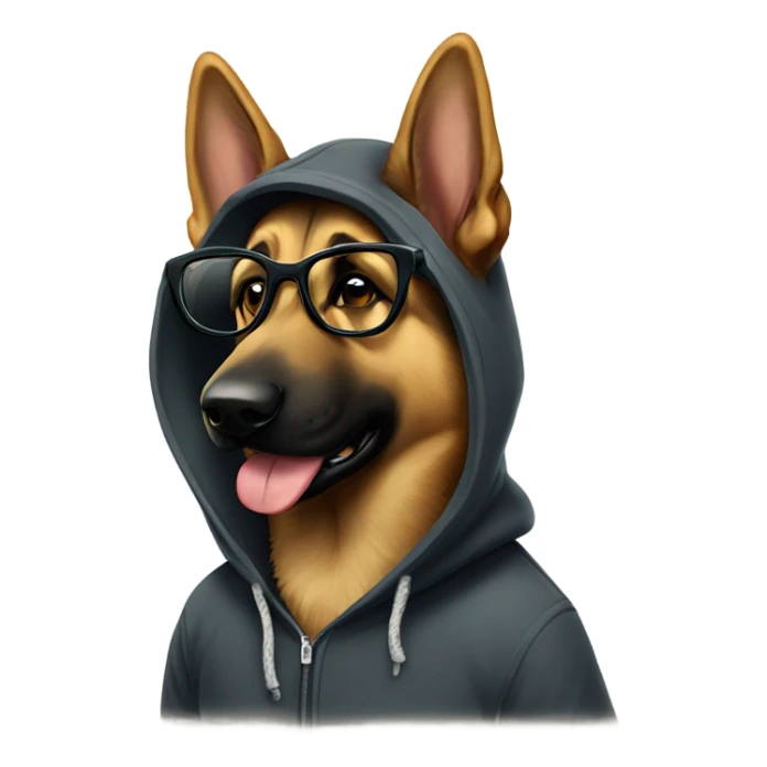 German Shepherd with hoodie and glasses  sticker