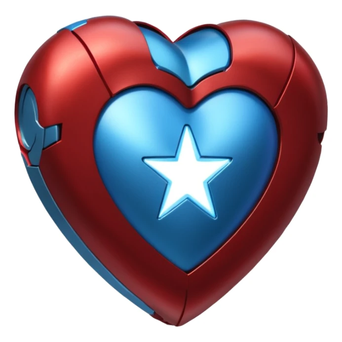A red Iron Man heart with a glowing blue star in the center sticker