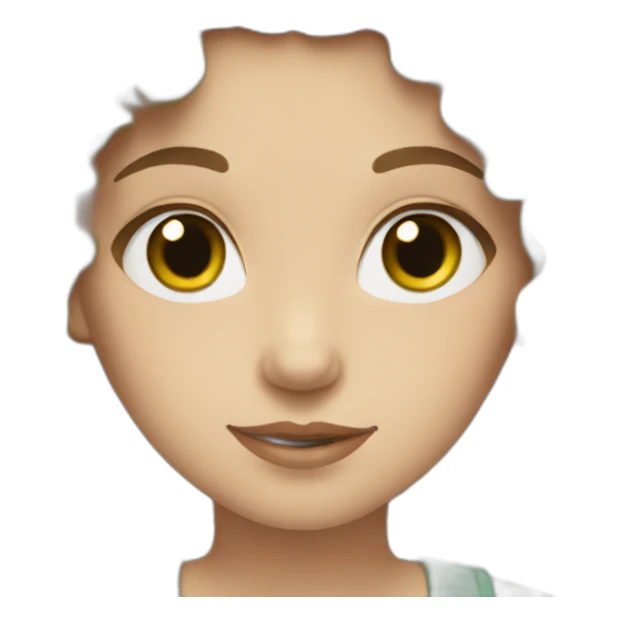 white woman with medium brown curly hair and green eyes sticker