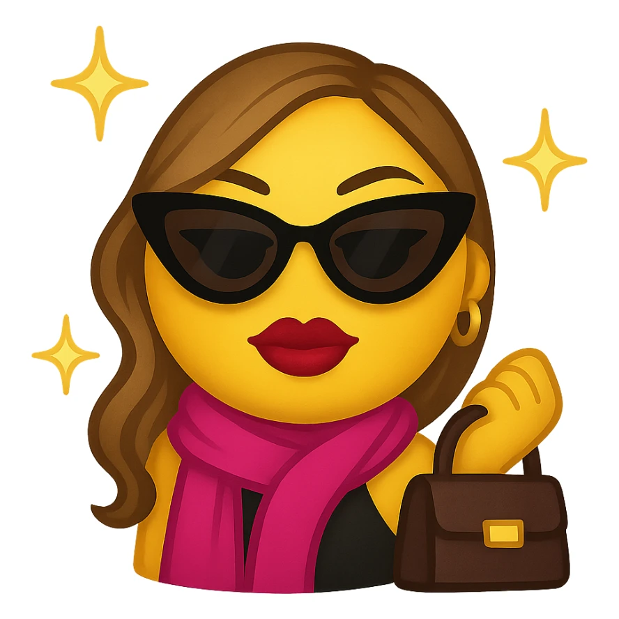 slay emoji, glamorous and stylish, no background sticker