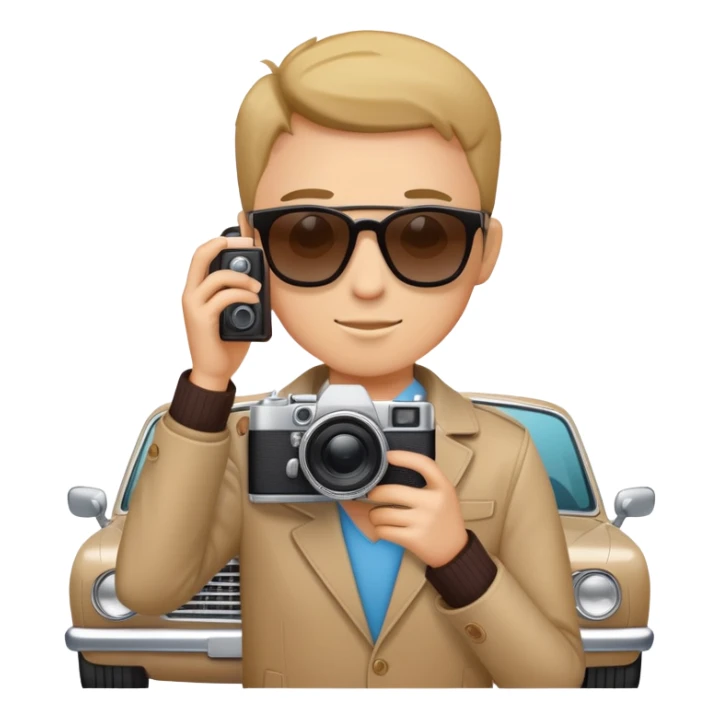 person photographing a car sticker