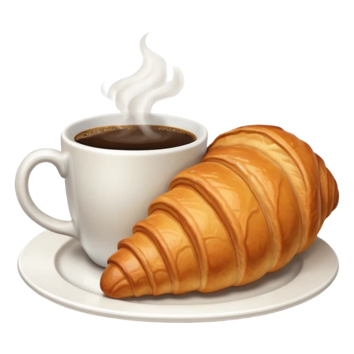 croissant and coffee cup together, symbolizing a café sticker