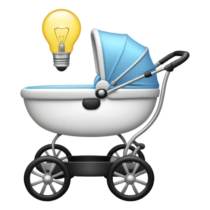baby carriage with a lightbulb inside sticker