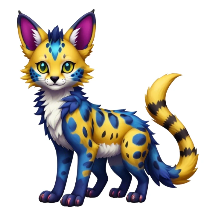 Epic Cute Colorful Dark Sergal-Serval-Vernid full body  sticker