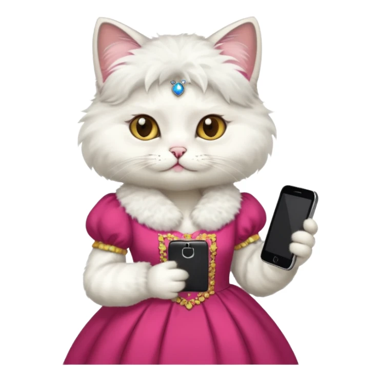 russia cat with custome dress and smartphone sticker