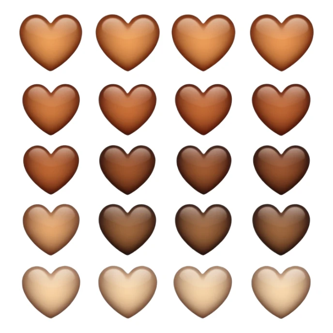 Neutral brown hearts from light to dark individual sticker