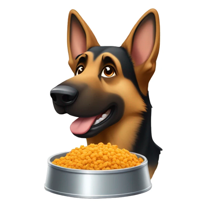 German shepherd eating dog food sticker