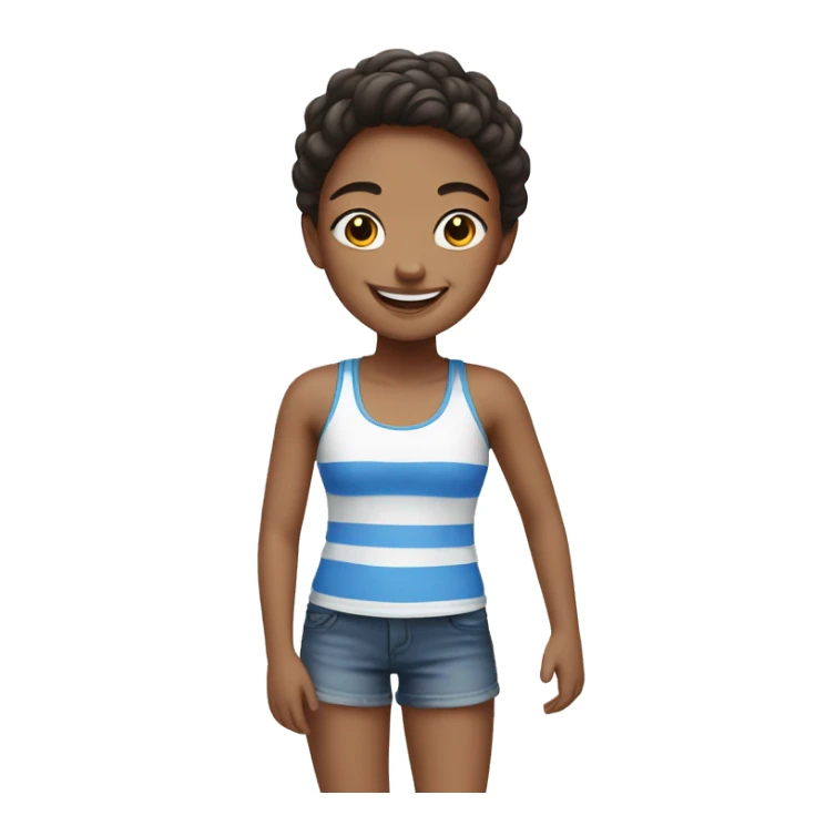 smiling girl in a blue and white tank top sticker