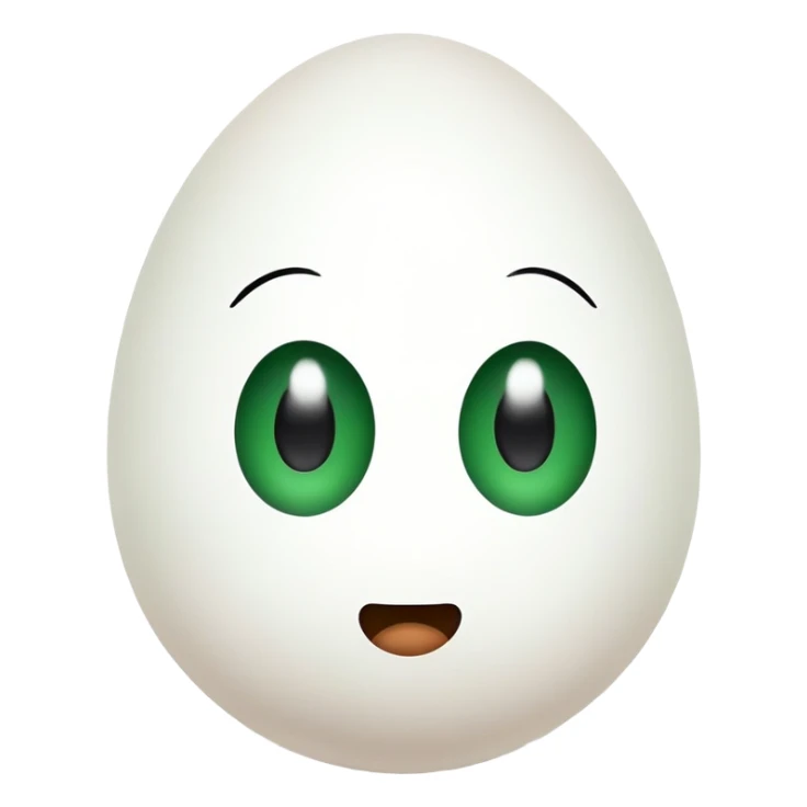 Simple vectorized egg of white color, with 2 black eyes, and a green background sticker