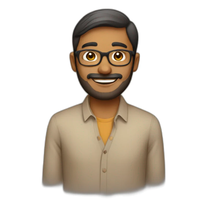 indian Guy with specs and light beard, light brown skin and smart sticker