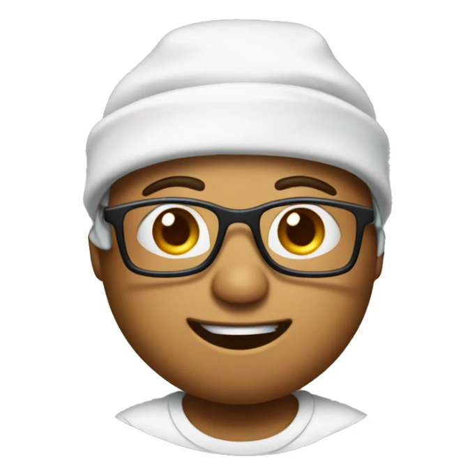 A poop emoji sweating and wearing a scrub cap with glasses. sticker