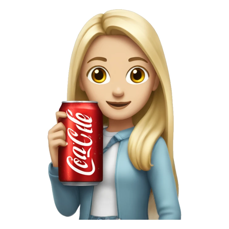 Girl with long blonde hair holding a Coke Zero can sticker