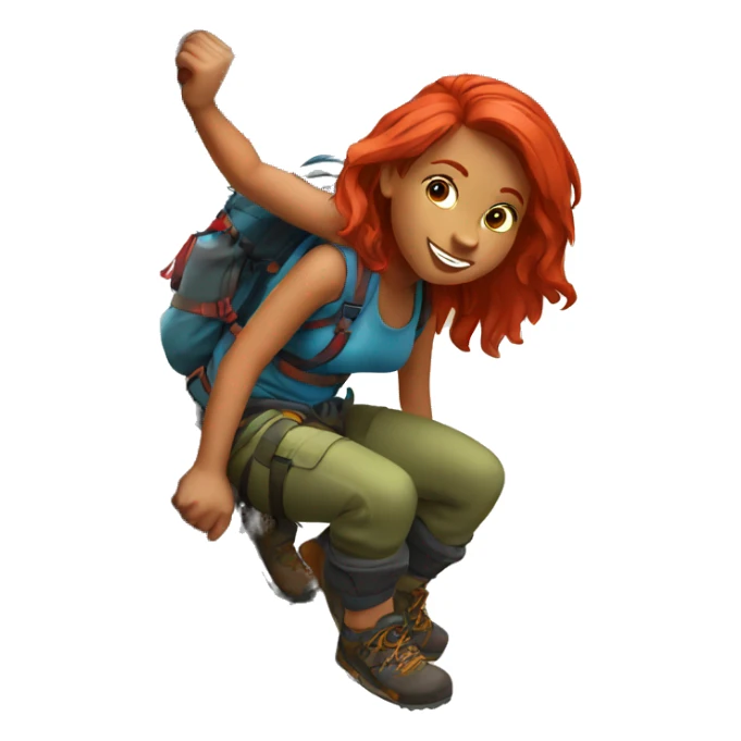 Climbing Girl with red hair on a mountain sticker