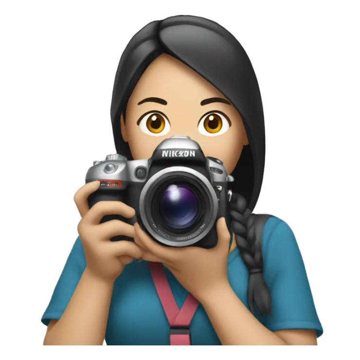 asian woman holding a nikkon camera sticker