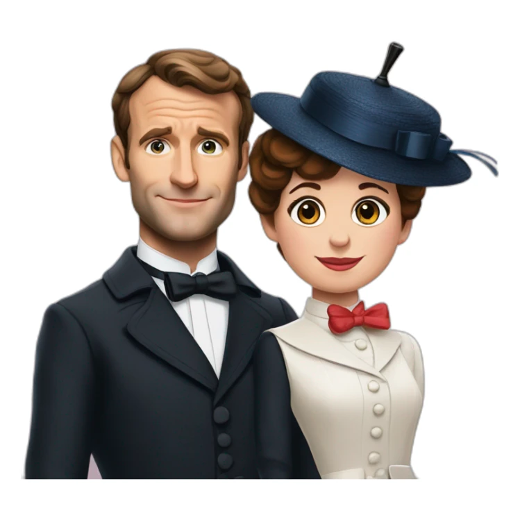mary poppins and emmanuel macron sticker