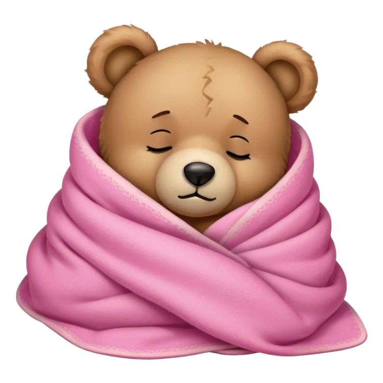 Sleepy teddy with pink blanket sticker