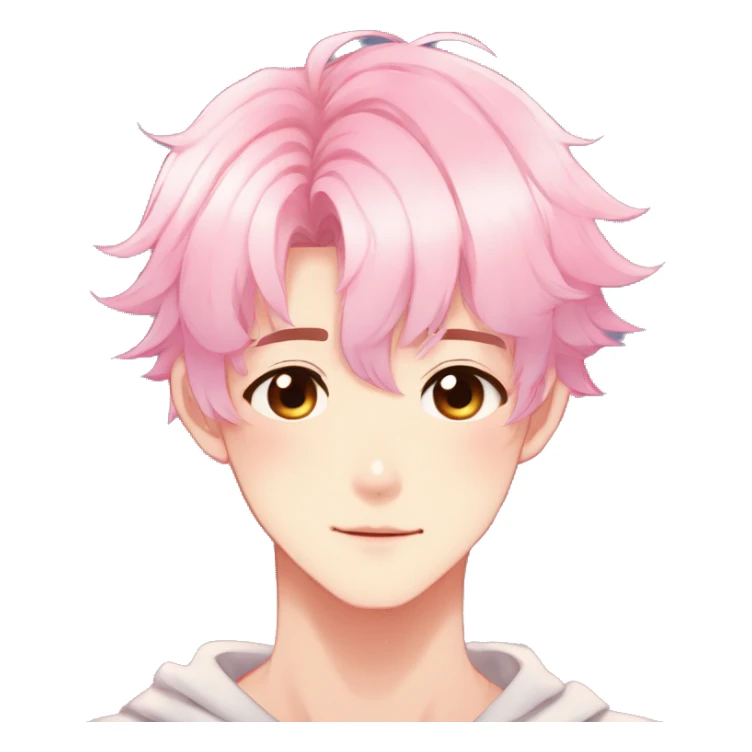 Gorgeous romantic anime style shojo man with blushing face aesthetic and pretty colorful shiny gradient pastel hair trending style sticker