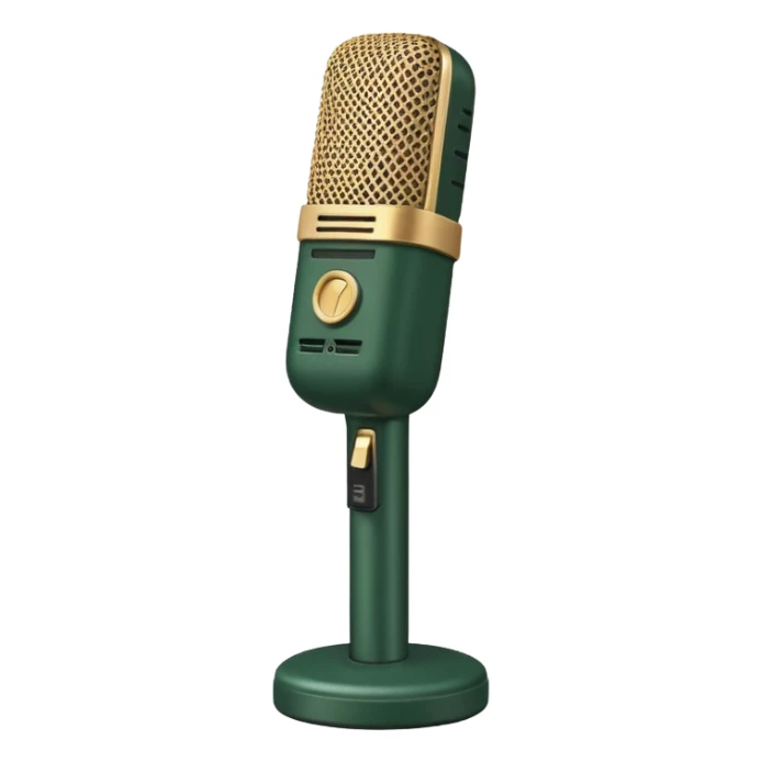 radio microphone, dark green with beige inserts, minimalism, angled view, emoji style sticker