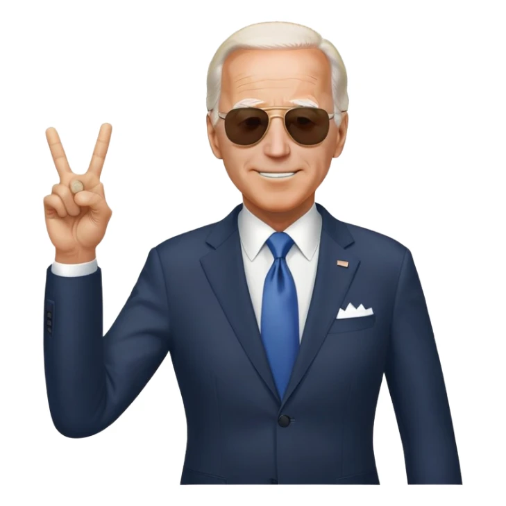 Biden sunglasses peace sign suit sticker