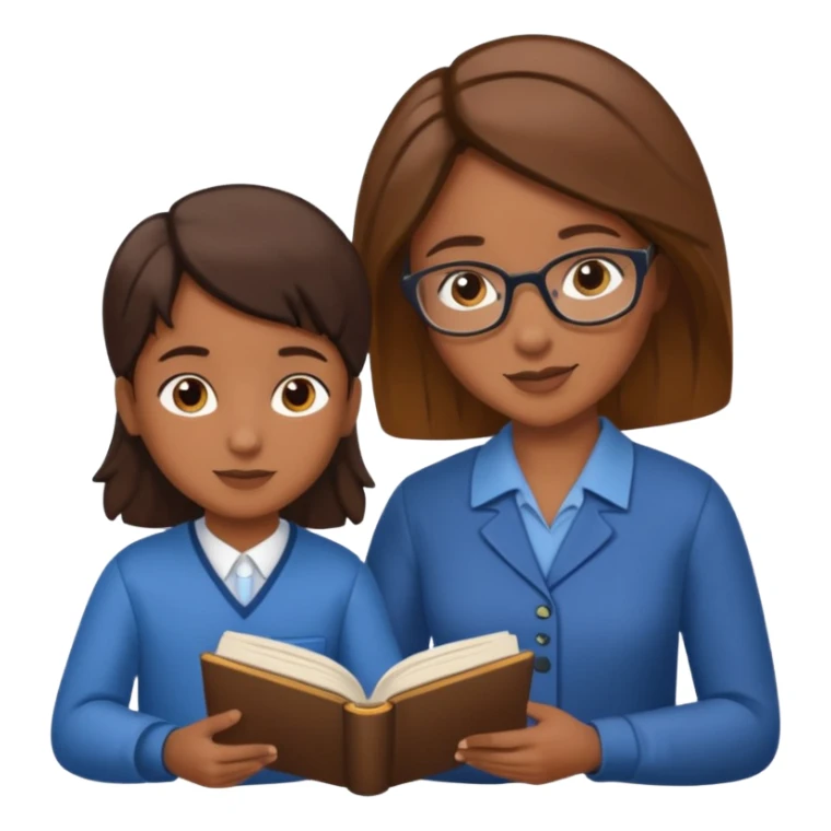educator or speech therapist with child, who helps child with lessons or reading books sticker