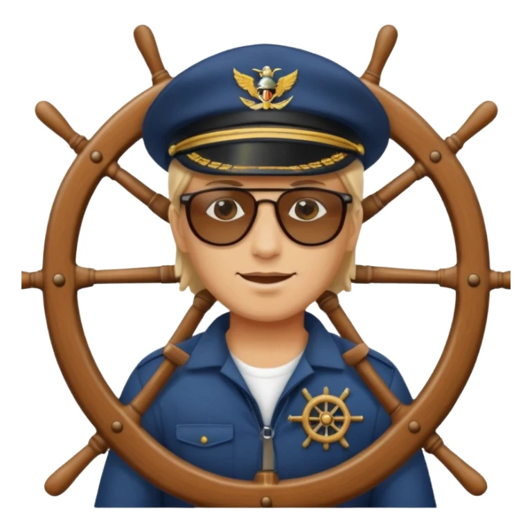 person at sailing boat wheel, sticker