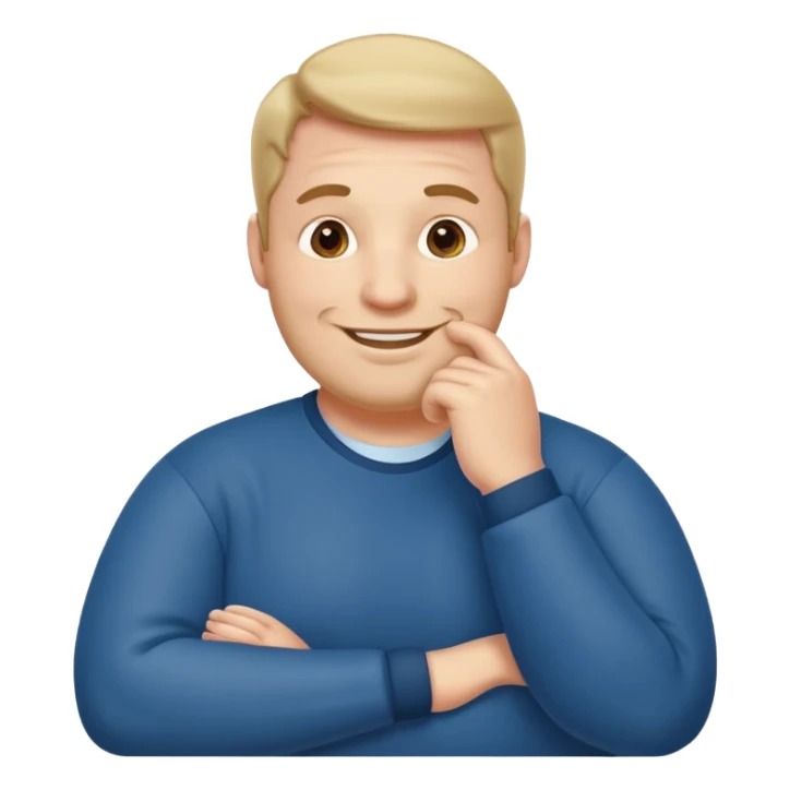 stocky man with hand on chin full length sticker